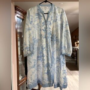 Charlee Blue and White Striped Collar Dress